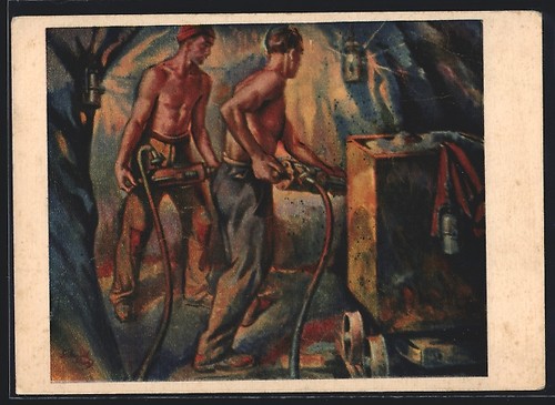 Cartolina artista minatori - d'artista,
